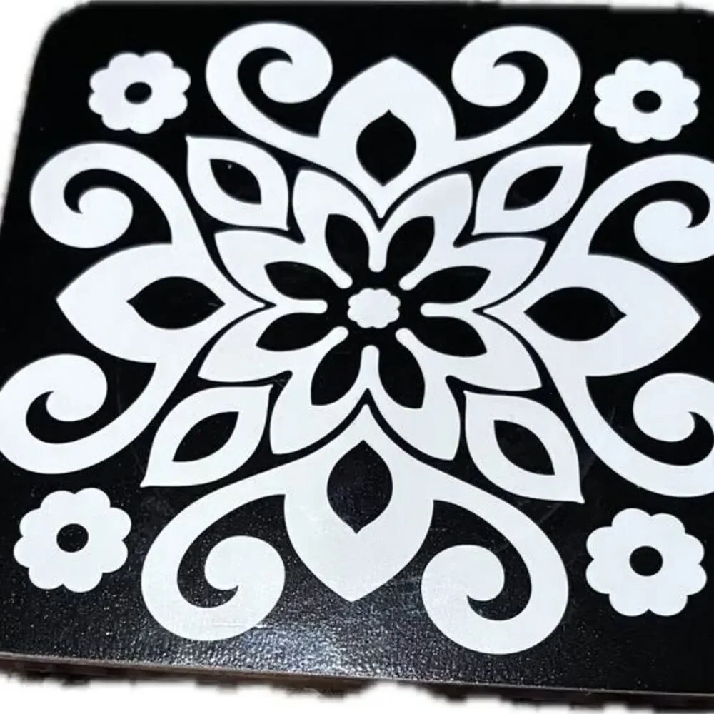 Ornate black and white damask mandala pattern Mug and Coaster Gift Set